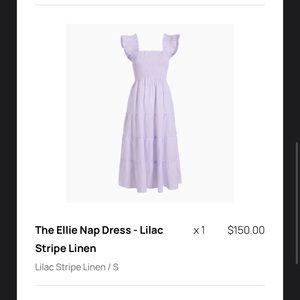 Ellie Nap Dress by Hill House Home in Lilac Stipe Linen SIZE SMALL